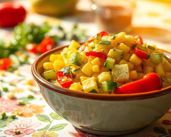 Cucumber, Corn, and Capsicum Salad 